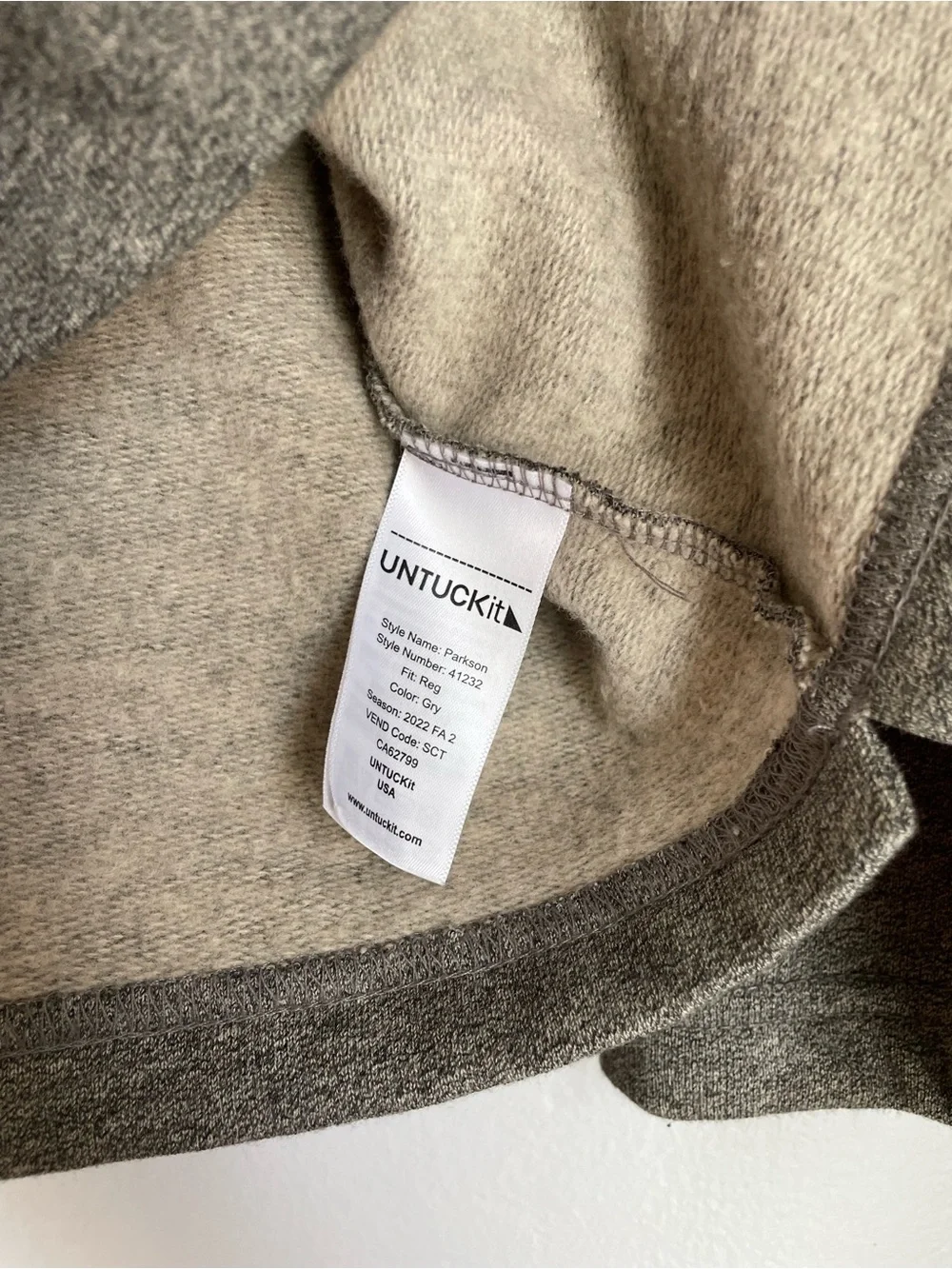 UNTUCKit Men's Parkson Quarter-Snap Pullover, Gray, Large